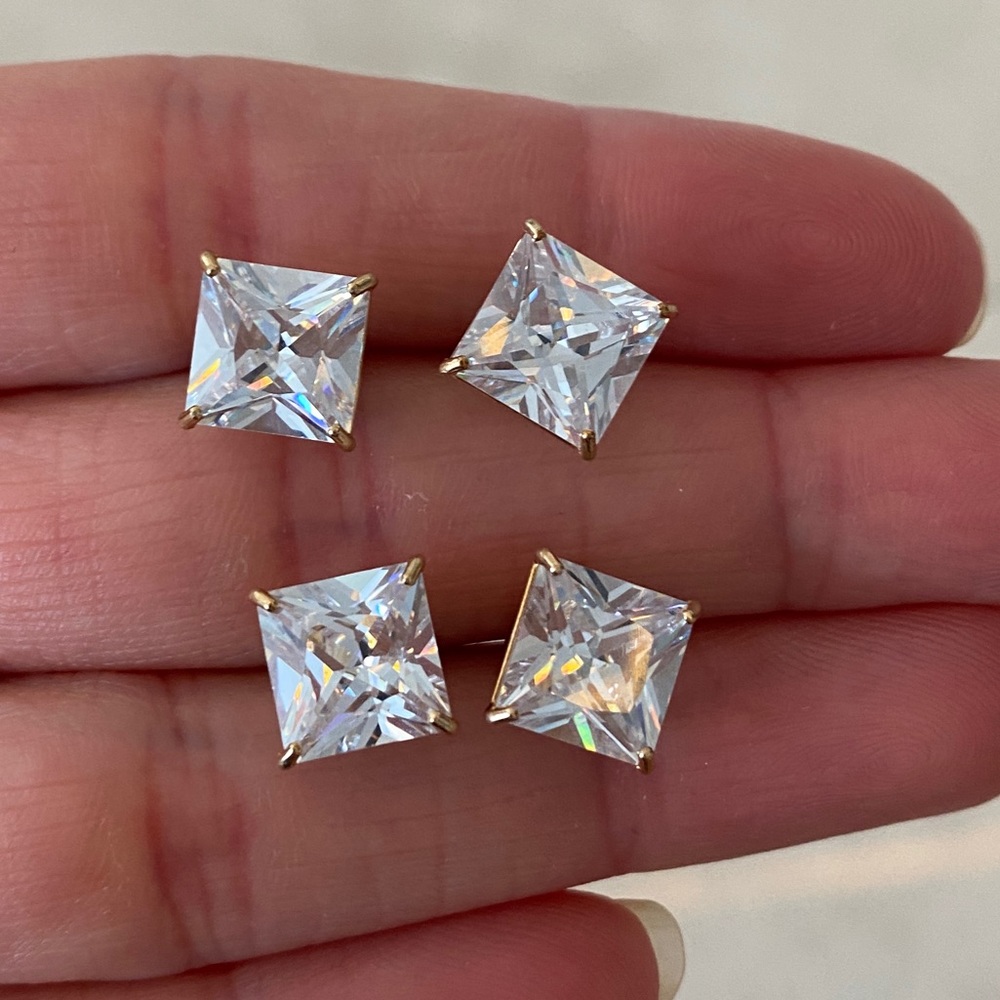 Two Pairs of Cubic Zirconia Stud Earings